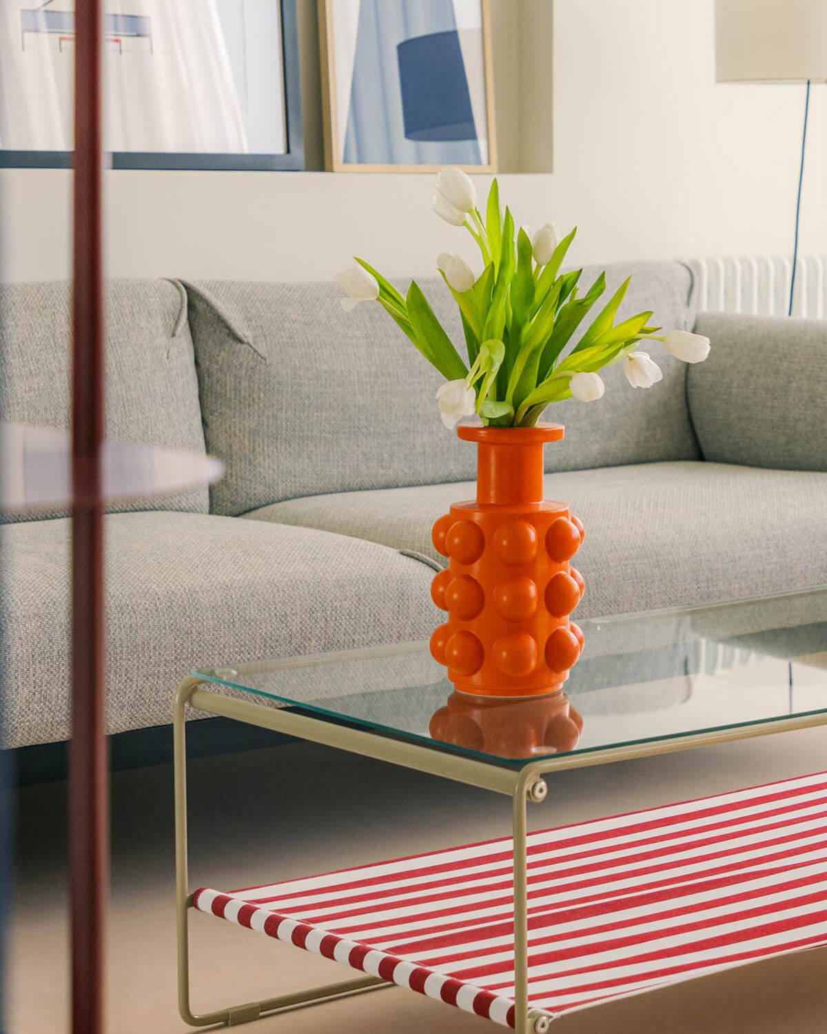 Vase Malik haut en dolomite – orange