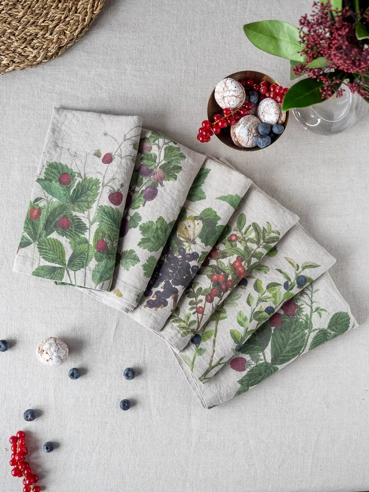 Serviettes en lin Baies – lot de 6 – vue 2