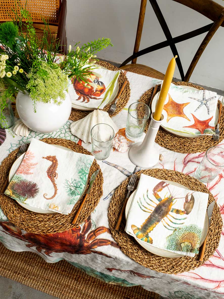 Serviettes en lin Animaux de l’océan – lot de 6 – vue 2