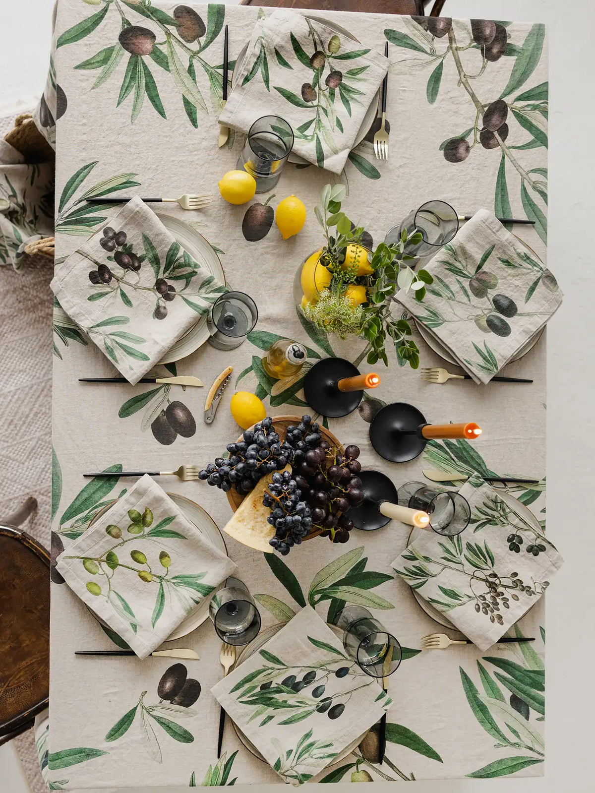 Serviettes en lin Olives – lot de 6 – vue 1