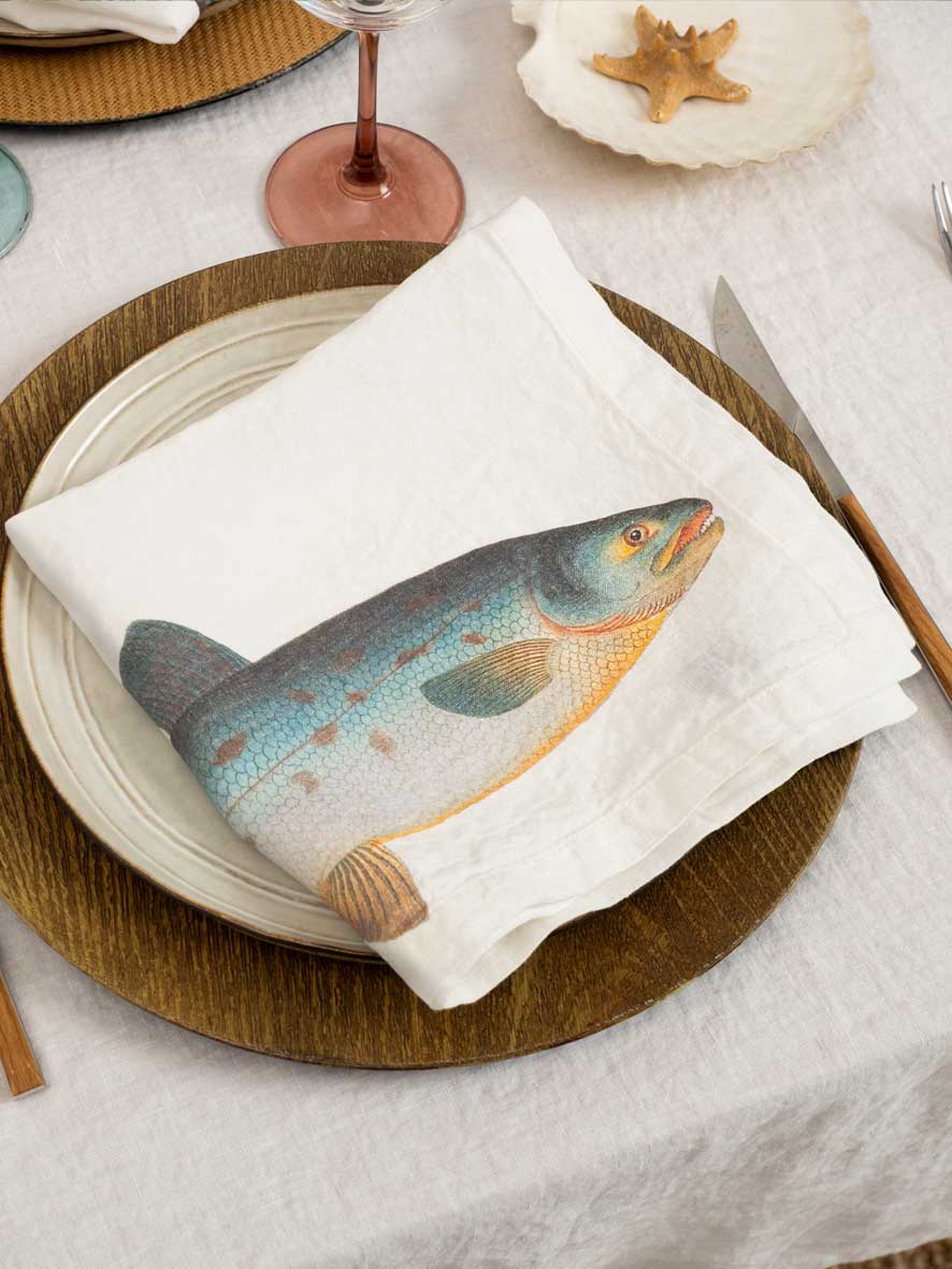 Serviettes en lin Poissons de mer – lot de 6 – vue 2