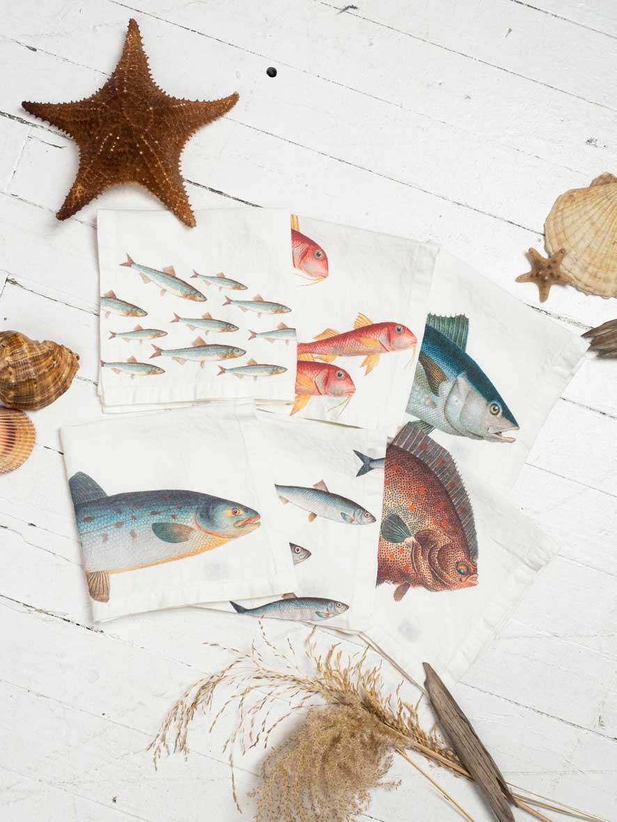 Serviettes en lin Poissons de mer – lot de 6 – vue 3