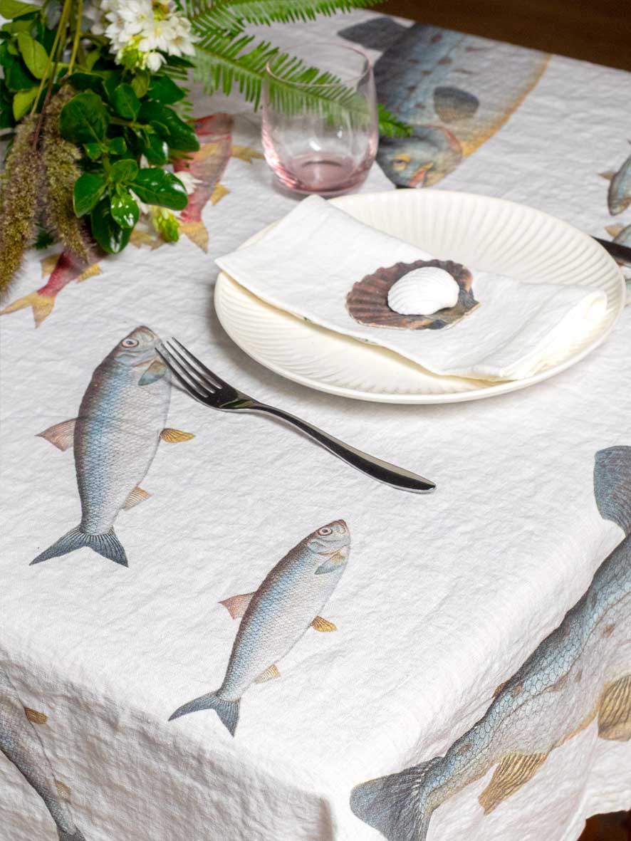 Nappe en lin Poissons de mer – 170 × 250 cm – vue 3