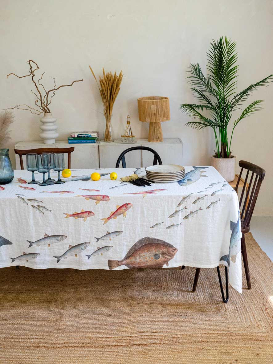 Nappe en lin Poissons de mer – 170 × 250 cm – vue 1