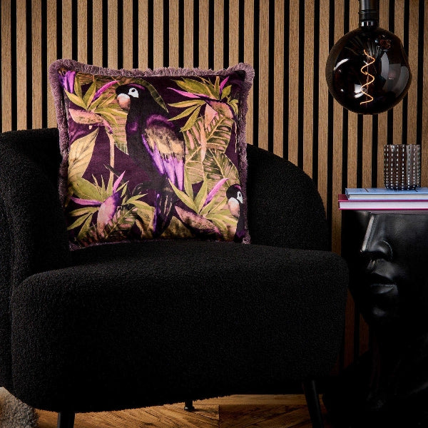 Coussin avec franges perroquet, lilas — vue 2