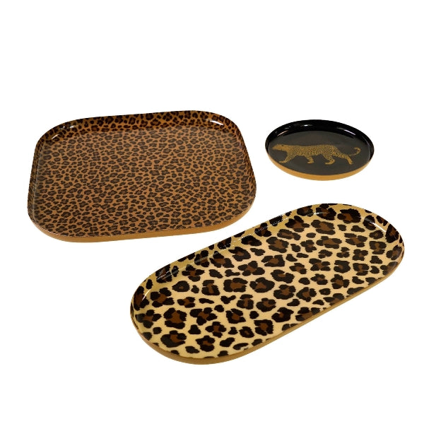 S/3 pcs. Plateau Léopard