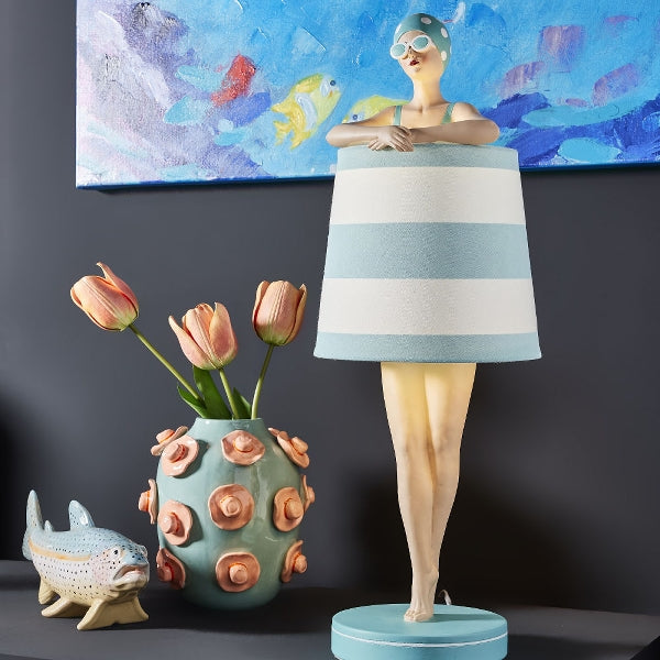 Lampe de table femme en maillot de bain, turquoise — vue 2