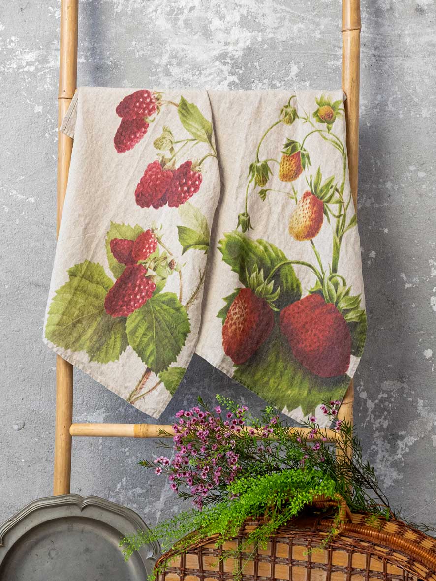 Torchons en lin Fraise et Framboise – lot de 2 – vue 1