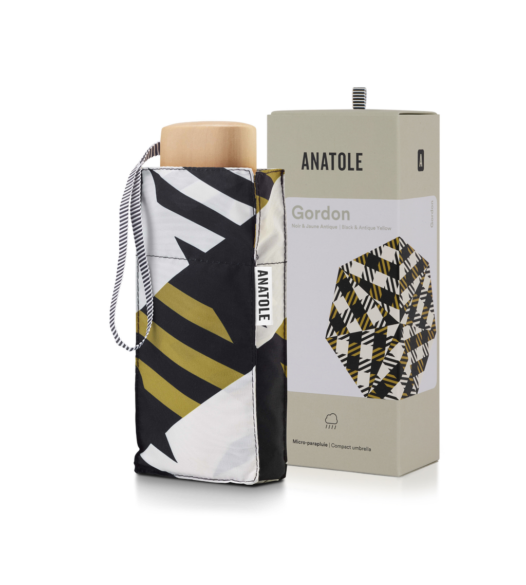 Mini parapluie Gordon – vichy oversize noir et jaune antique – vue 2
