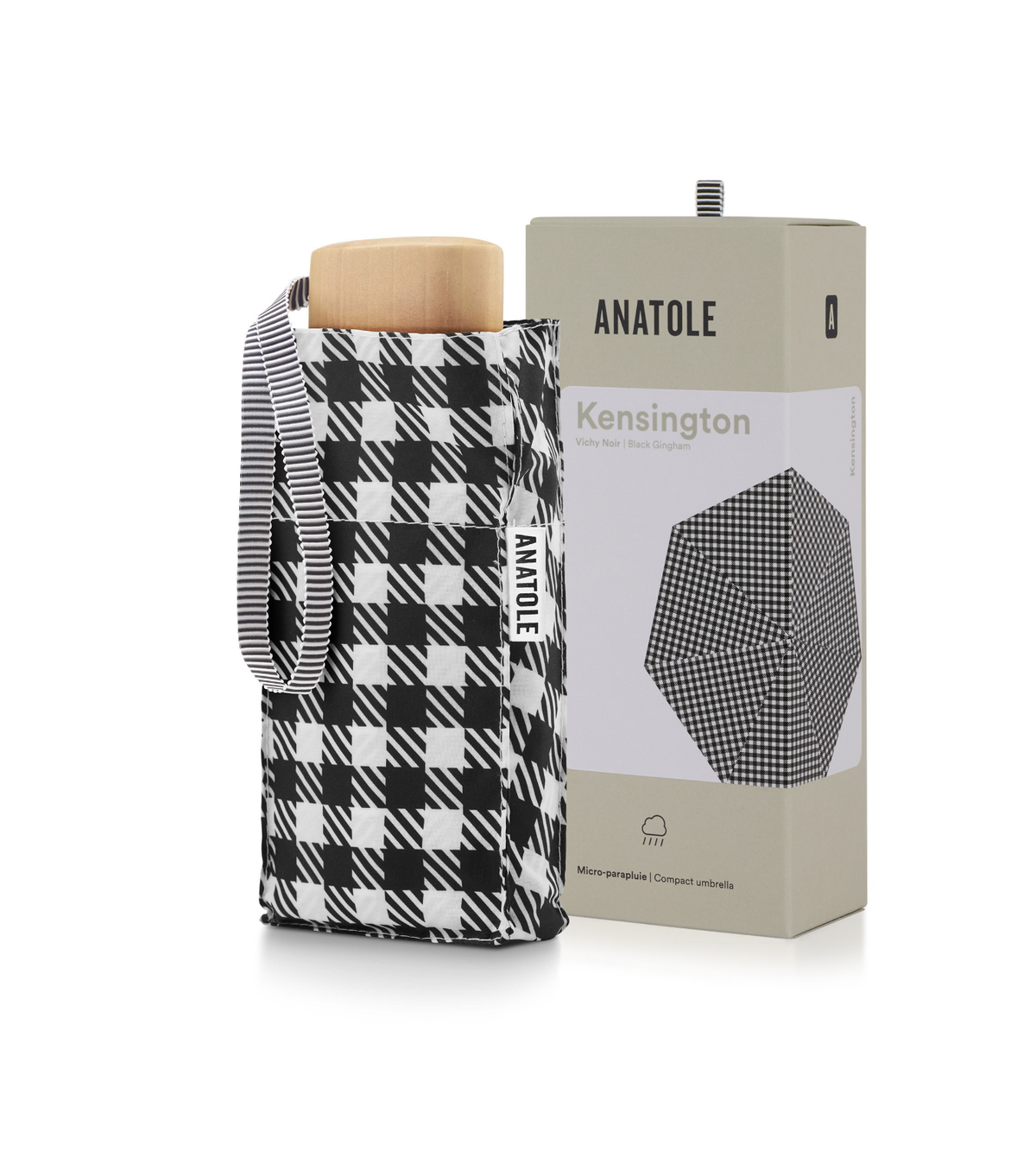 Mini parapluie Kensington – vichy noir – vue 2