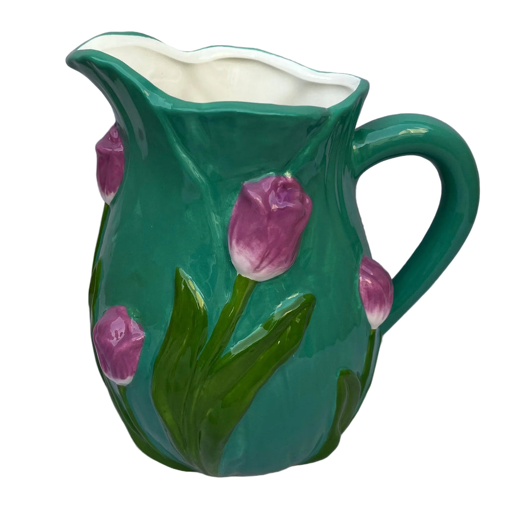 Pichet avec tulipes, bleu