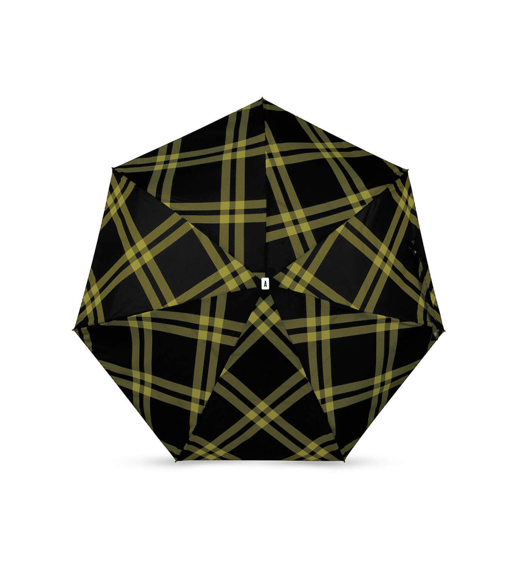 Mini parapluie Alwyne – tweed noir et anis – vue 1