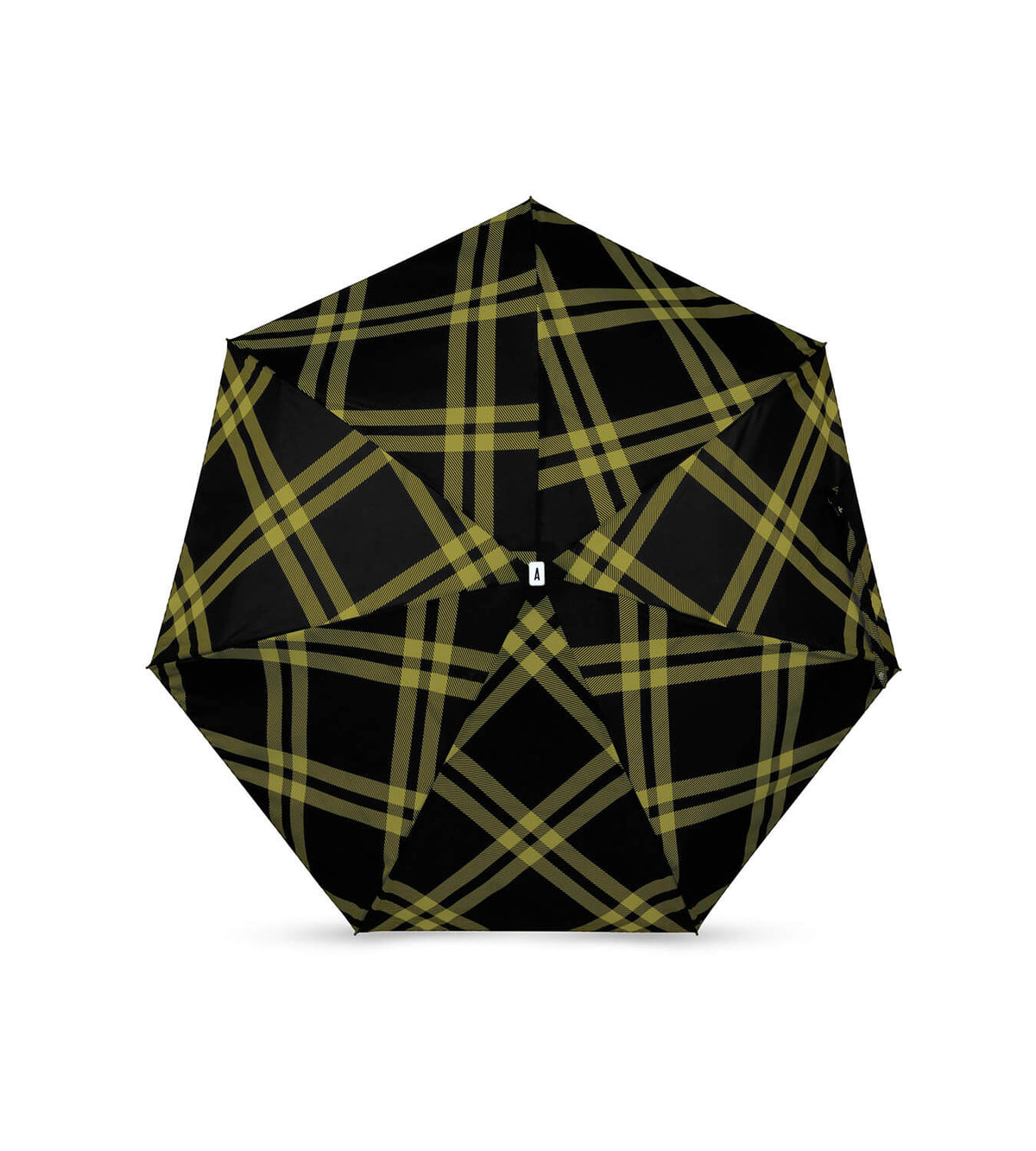 Mini parapluie Alwyne – tweed noir et anis – vue 1