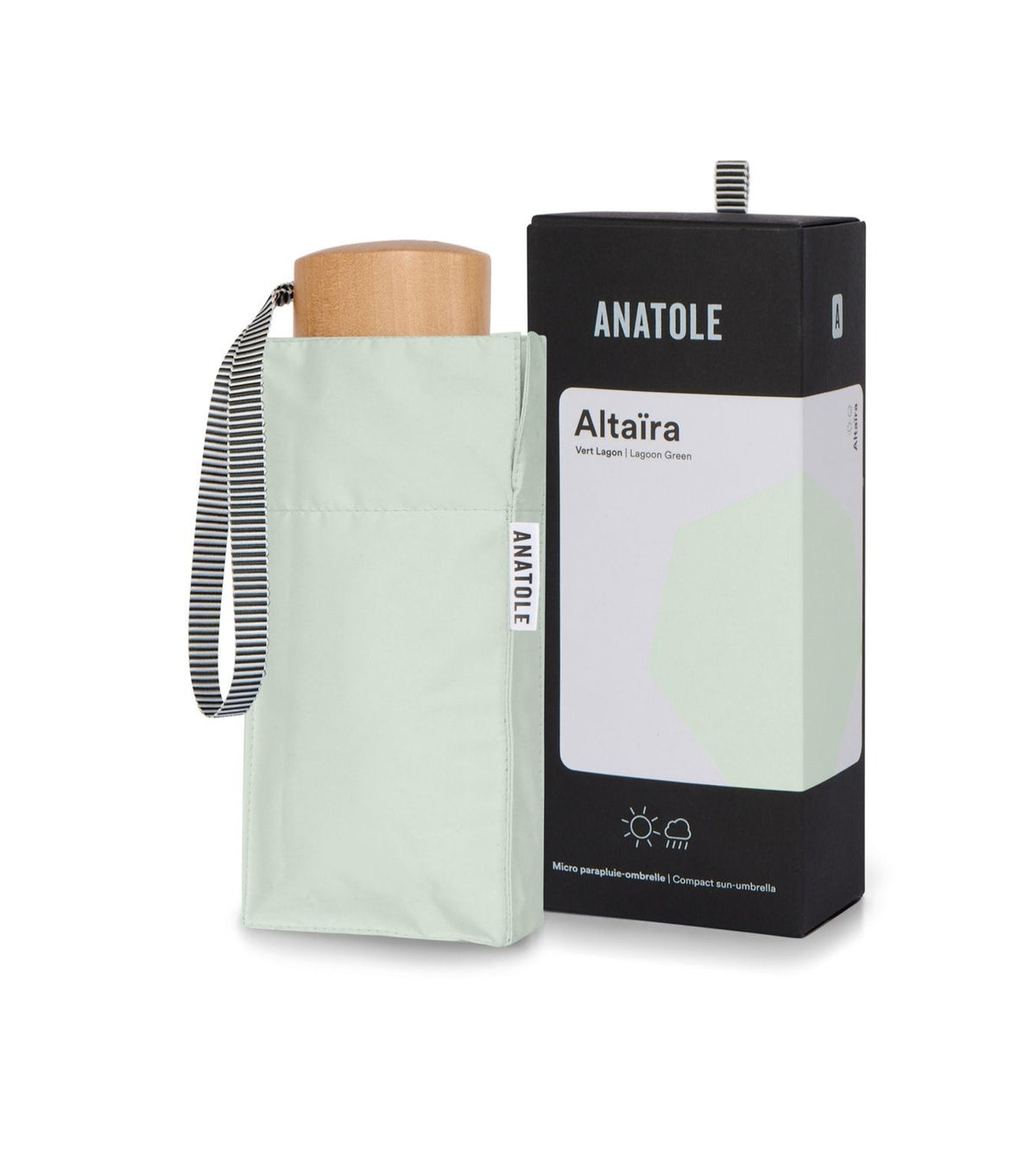 Mini parapluie-ombrelle anti-UV Altaïra – vert lagon – vue 1