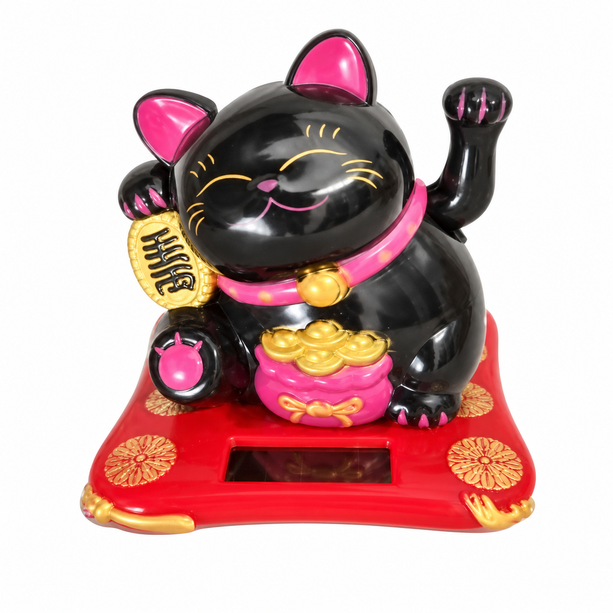Maneki Neko solaire noir – chat porte-bonheur